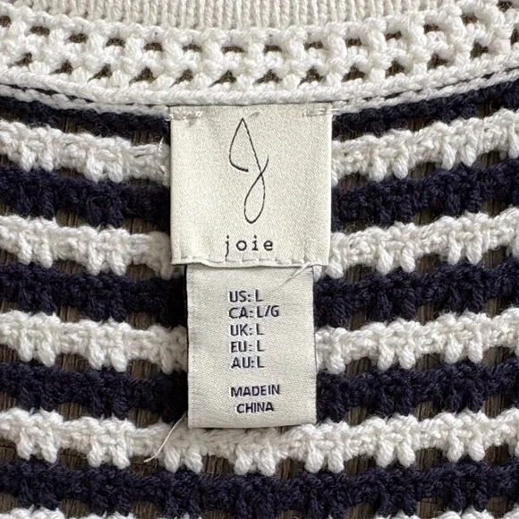 Joie Blue and White Striped V-Neck Sweater Vest - Picture 5 of 5